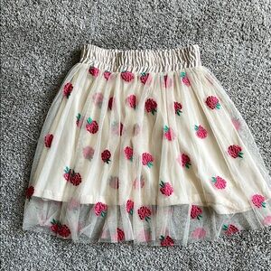 Cream and Pink Smocked Bubble Mini Skirt